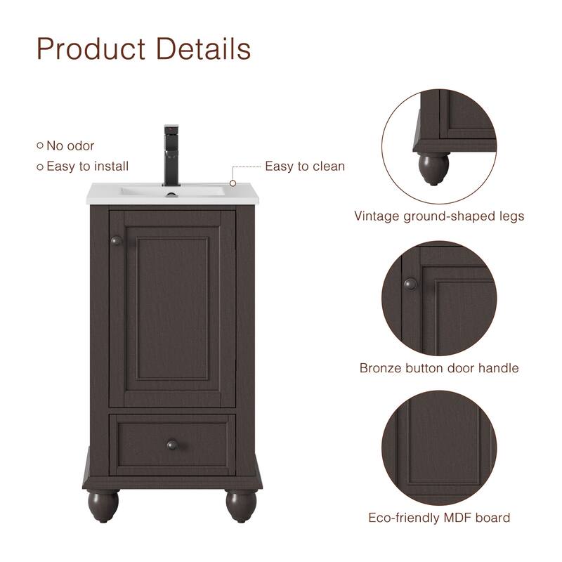 Bathroom Vanity with Sink Combo Set, Free Standing Bathroom Storage Cabinet