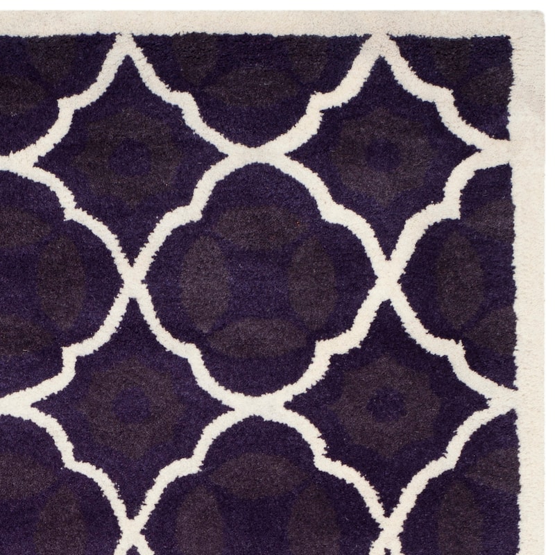 SAFAVIEH Handmade Chatham Kader Modern Moroccan Wool Rug - 5' x 8' - Purple/Ivory
