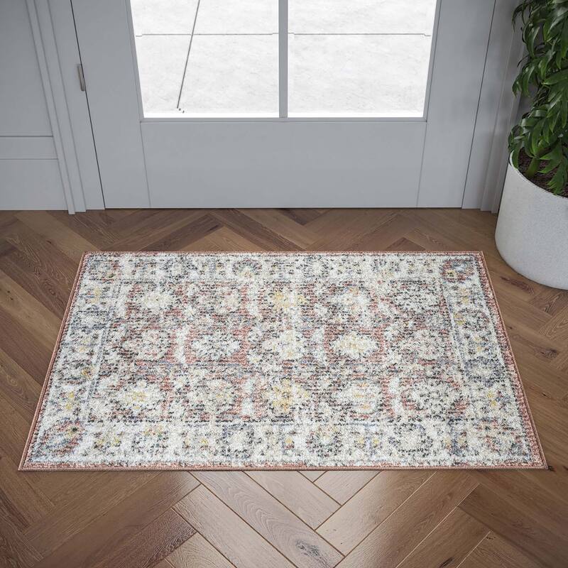 Addalyn Oriental Border Area Rug