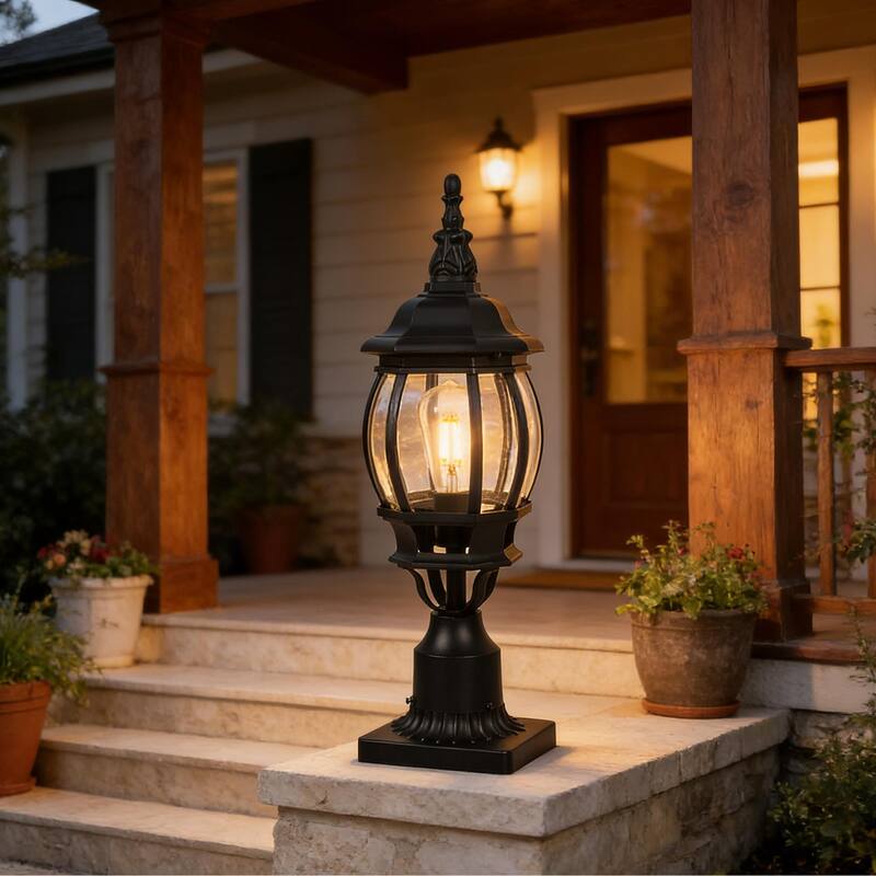 Outdoor 1/3 Light Post Lantern with Pier Mount Base(Pack 1 or 2)