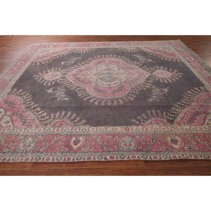 Tabriz Persian Vintage Rug Hand-Knotted Wool Carpet - 9'9"x 11'8"