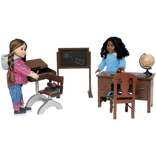 The Queen S Treasures 18 Inch Doll Furniture Wooden School Teachers Desk And Accessories Compatible With American Girl Overstock 30802899