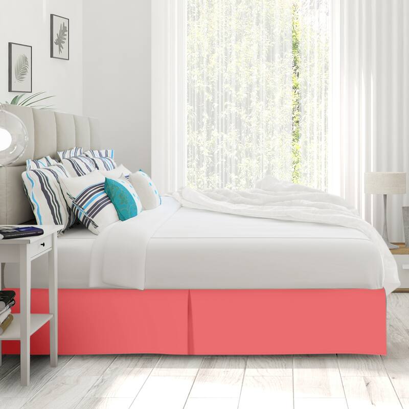 Clara Clark Pleated Bed Skirt-14 inch Tailored Drop - Soft Double Brushed Premium Microfiber Ruffle Bed Skirt - Includes 8 Pins