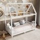 preview thumbnail 6 of 15, Twin Size Solid Wood House Bed with Guardrail, LED, and Roof for Kids