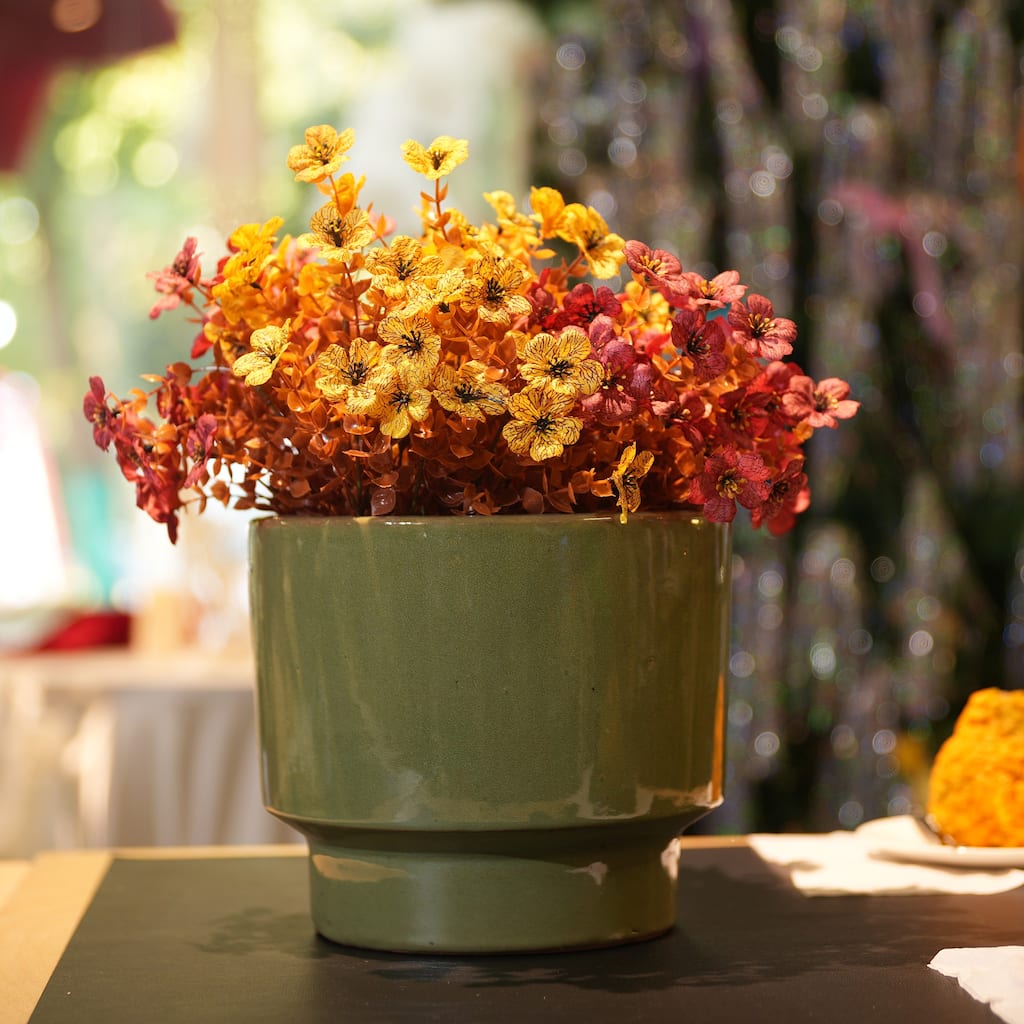 Handmade Indoor/Outdoor Ceramic Planter Set with Earthy Glossy Finish