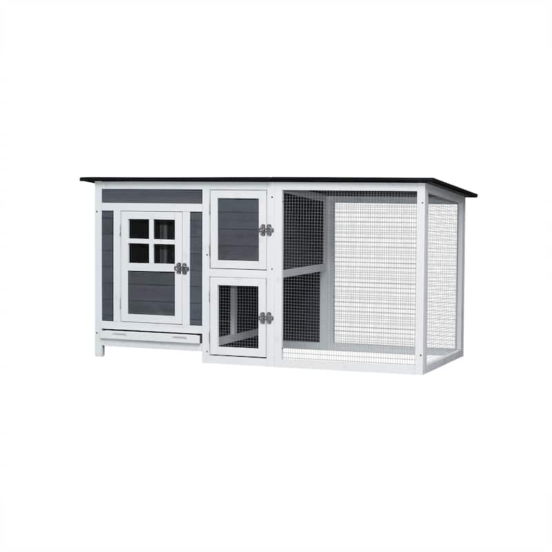 Outdoor Indoor Chicken Coop Small Animal House with Running Cage
