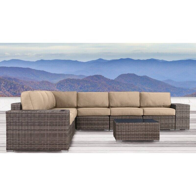 LSI Antibes 10-piece Sectional Set with Cup Holders and Sunbrella Cushions - Beige