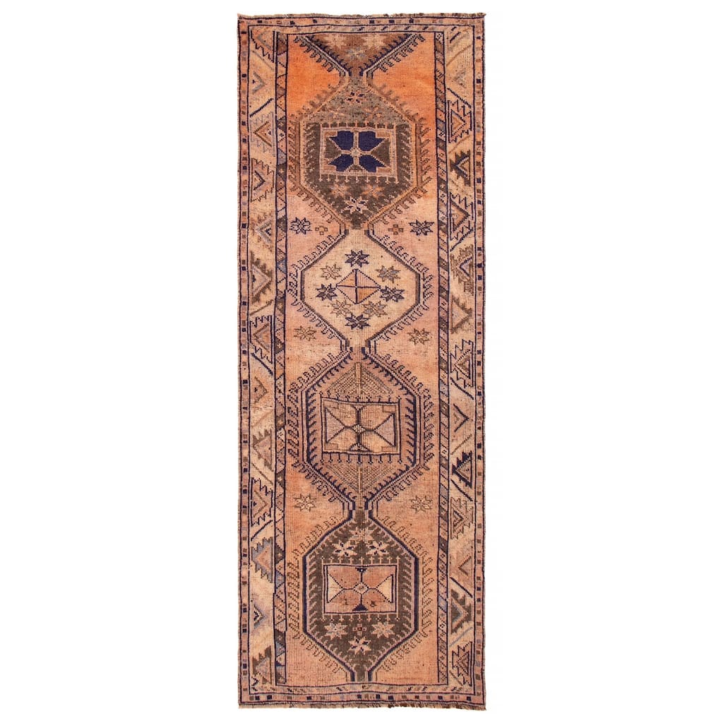 ECARPETGALLERY Hand-knotted Melis Vintage Copper Wool Rug - 4'2 x 12'2