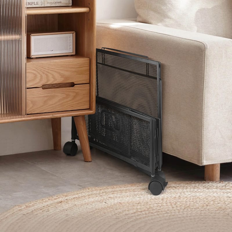 Innovaze Under Bed Storage Containers with Wheels, 2-Pack - Foldable Metal Rolling Organizers for Clothes, Bedding & Toys