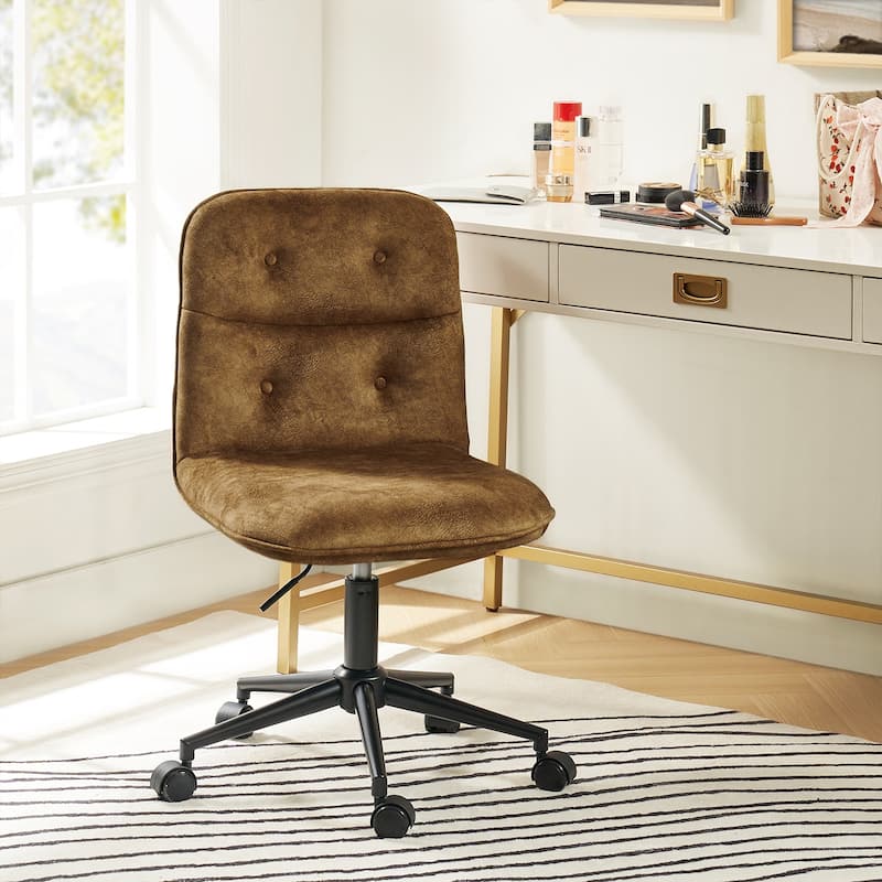 Klaus Upholstered Armless Swivel Task Chair with Tufted Back by HULALA HOME