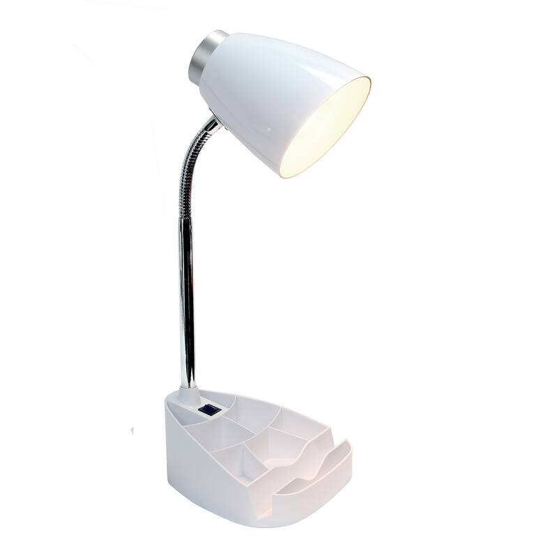 18.5 in. Chrome Finish Table Lamp with White Shade, Desk Lamp for Writing and Computer Desks