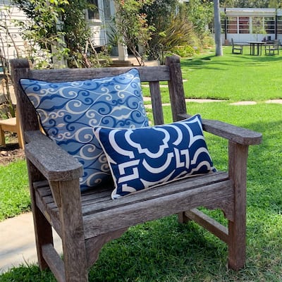 Jiti Outdoor Waterproof Sunbrella Traditional Geometric Patterned Rectangle Lumbar Pillows Cushions for Outdoor Pool Patio Chair