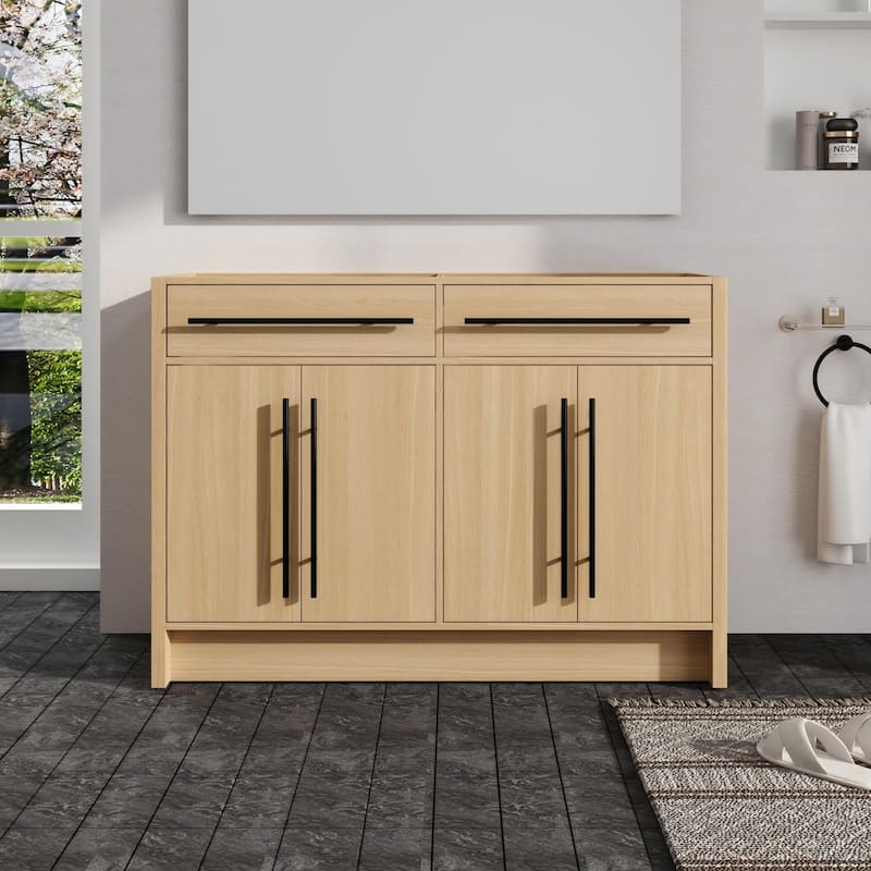 Malwee 48"/60" Bathroom Vanity Without Sink, FreeStanding Vanity Cabinet with 4 Soft Close Doors and 2 Adjustable Shelves