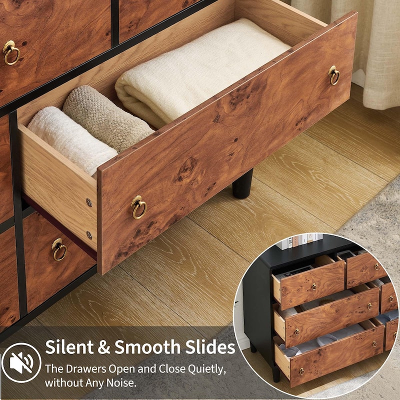 5/6/7 Drawer Dresser for Bedroom, Wood Chest with Curved Profile and Vintage Circle Handles