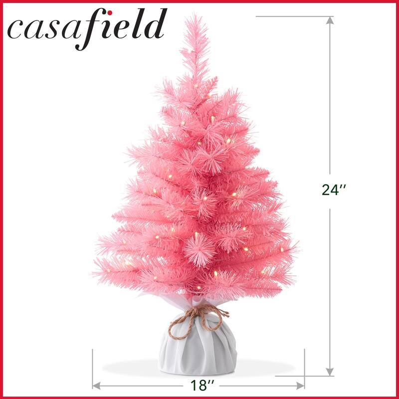 2ft PreLit Artificial Mini Tabletop Christmas Tree with Cloth Base