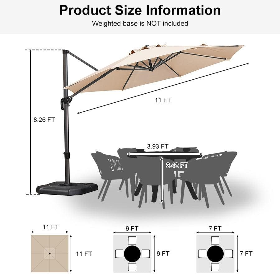 PURPLE LEAF Round 360 Degree Rotation Patio Cantilever Umbrella