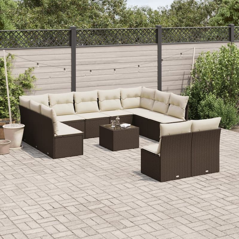 vidaXL Garden Sofa Set Brown - 21.7 x 21.7 x 14.6