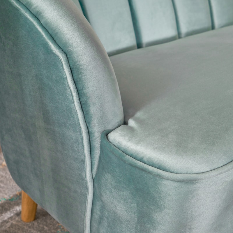 Blue Modern 27.5" Upholstered Club Chair with Rubber Wood Legs for Living Room