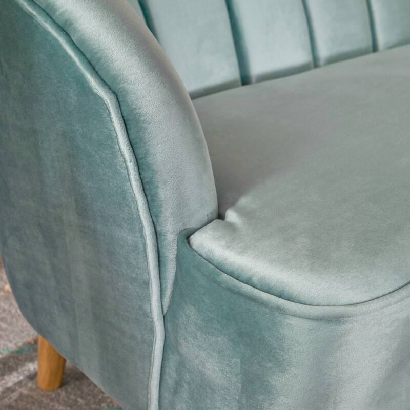 Roomfitters Modern Velvet Accent Chair, Upholstered Barrel Chair with Wooden Legs
