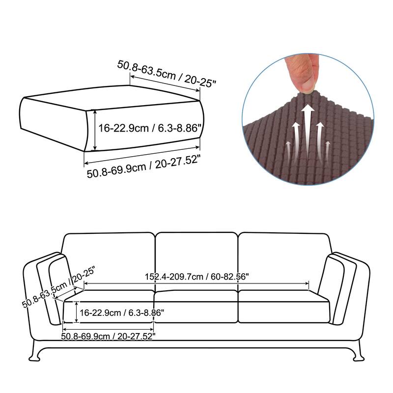 2 Pcs Couch Cushion Cover, 20"x20" Polyester Stretch Sofa Cover - Coffee Color