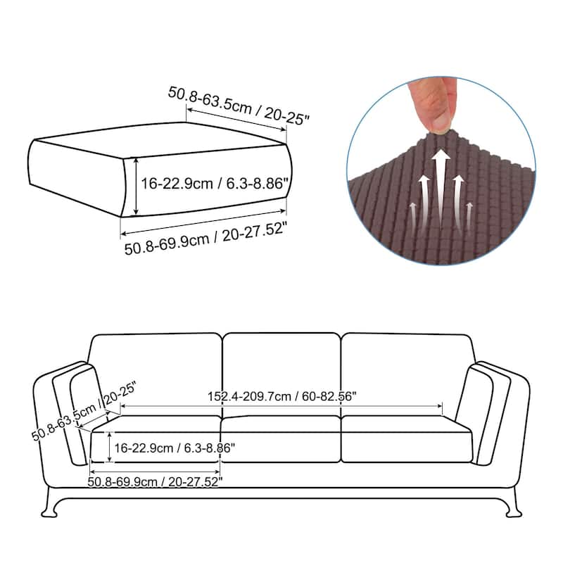 3 Pcs Couch Cushion Cover, 20"x20" Polyester Stretch Sofa Cover - Coffee Color