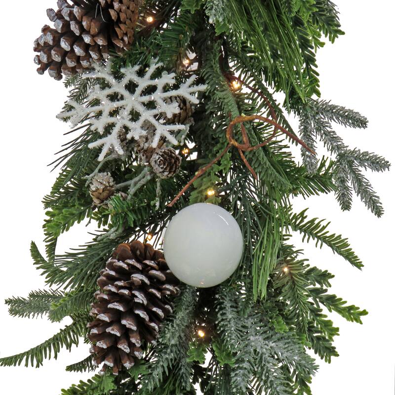 National Tree Company 9 ft. Feel Real Pre-Lit Alpine Collection Decorated Garland - 9 ft