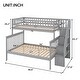 preview thumbnail 5 of 20, Stairway Twin over Full Wooden Bunk Bed with Storage Space,Modern Design