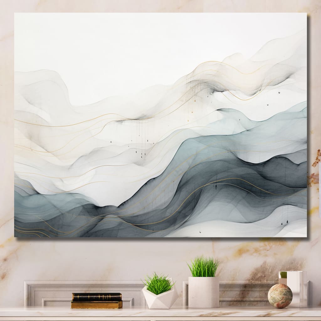 Designart "Blue Grey Line Art Conceptual Abstract II" Modern Wall Decor