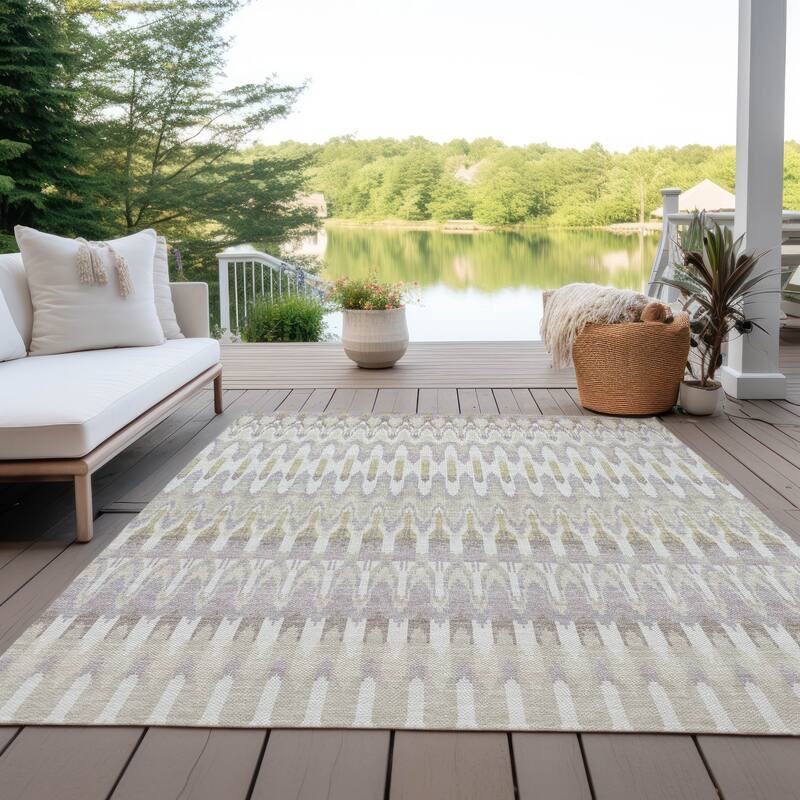Machine Washable Indoor/ Outdoor Chantille Moroccan Rug - Beige - 5' x 7'6"