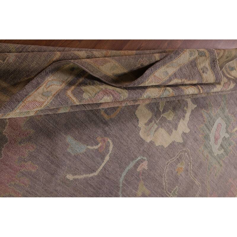 All-Over Gray Oushak Vegetable Dye Large Area Rug Handmade Wool Carpet - 10'0" x 13'9"
