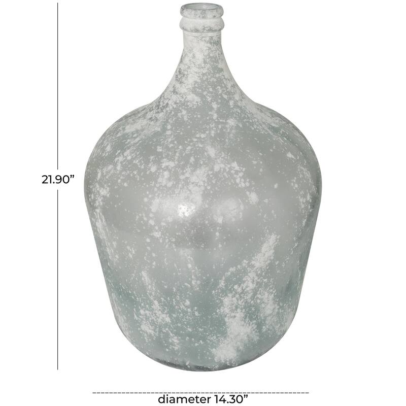 Recycled Glass Handmade Frosted Spanish Bottle Decorative Vase - Clear - Roche River Decor