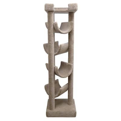 Extra Tall Multi-Level Skyscraper Cat Tree with Plush Carpet Perches and Multiple Sisal Rope Posts for Large Active Cats