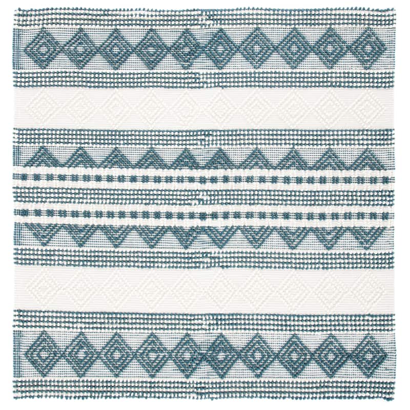 SAFAVIEH Handmade Natura Annedorte Wool Rug - 8' Square - Dark Green/Ivory - Square
