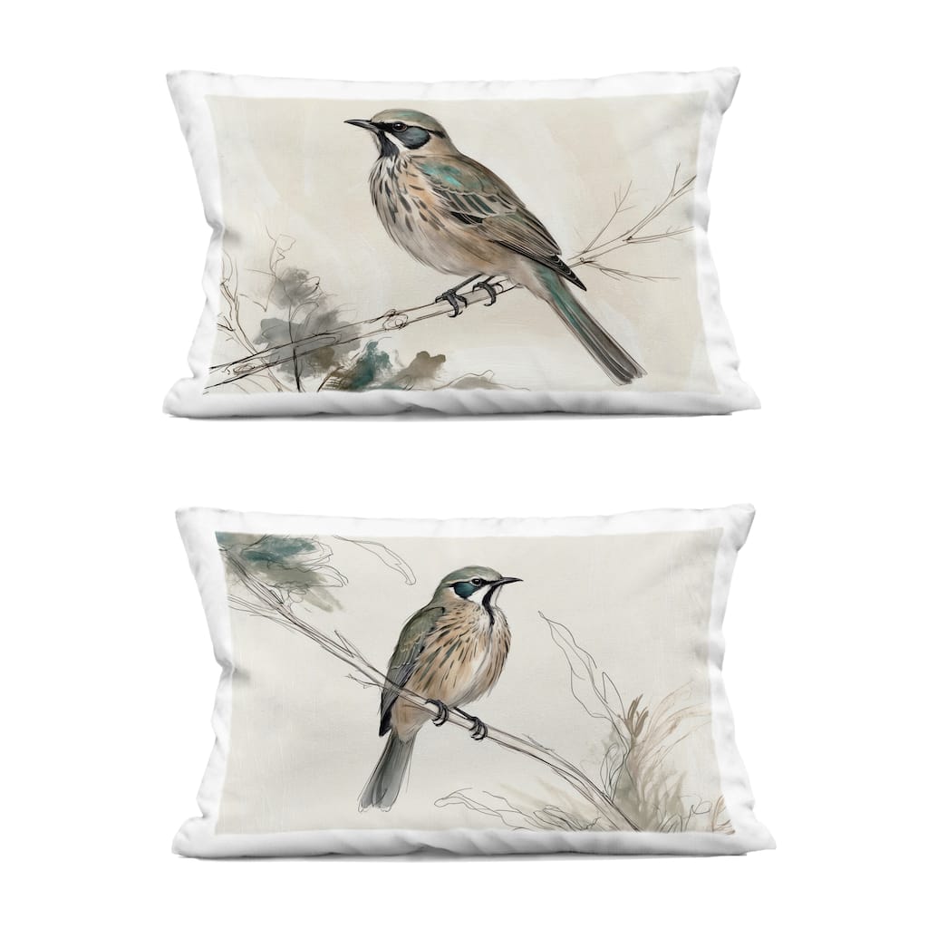 Stupell Sketched Birds on Branches Decorative Printed Throw Pillow Design by LSR Creative Studio (Set of 2)