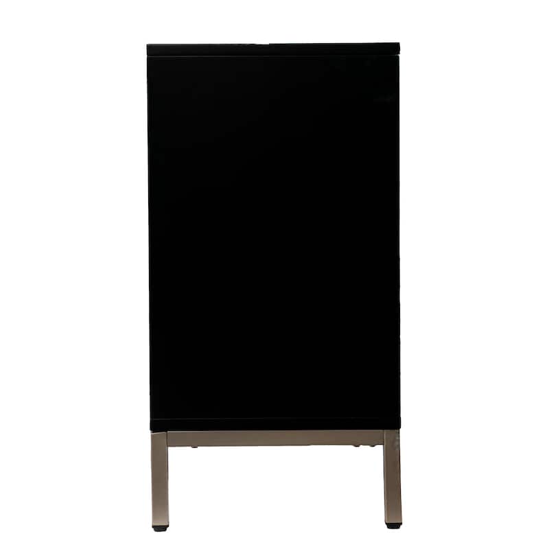 SEI Furniture Whitwell Black Wood Media TV Stand with Color Changing Fireplace Insert for TV's up to 56"
