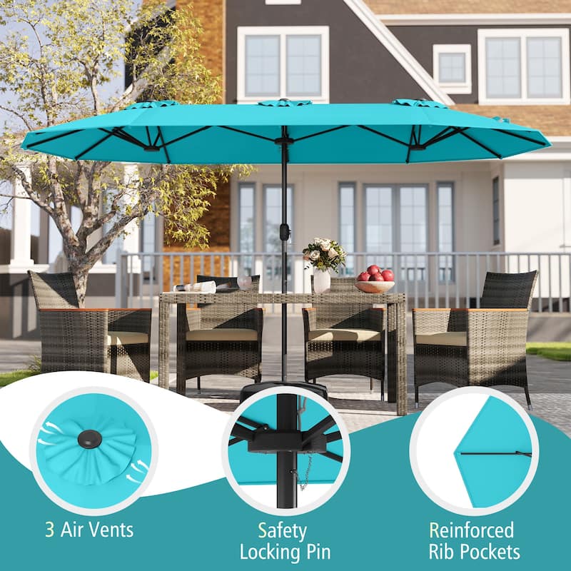 Gymax 13FT Double-sided Patio Umbrella w/ Crank Handle Umbrella Base