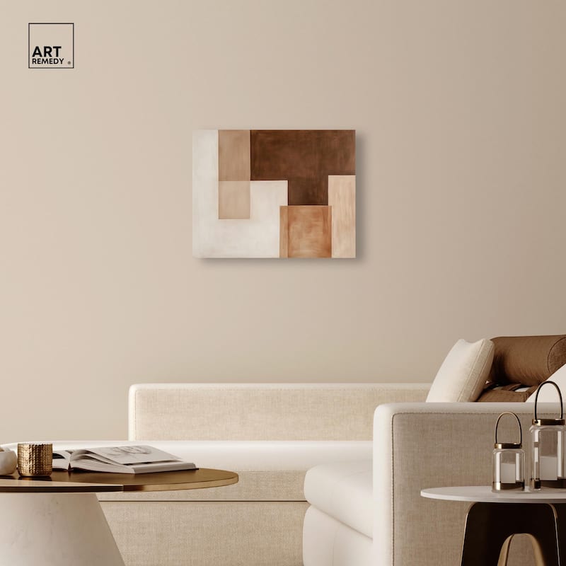 Cream and Brown Panels II Canvas by Art Remedy, Gallery Wrapped