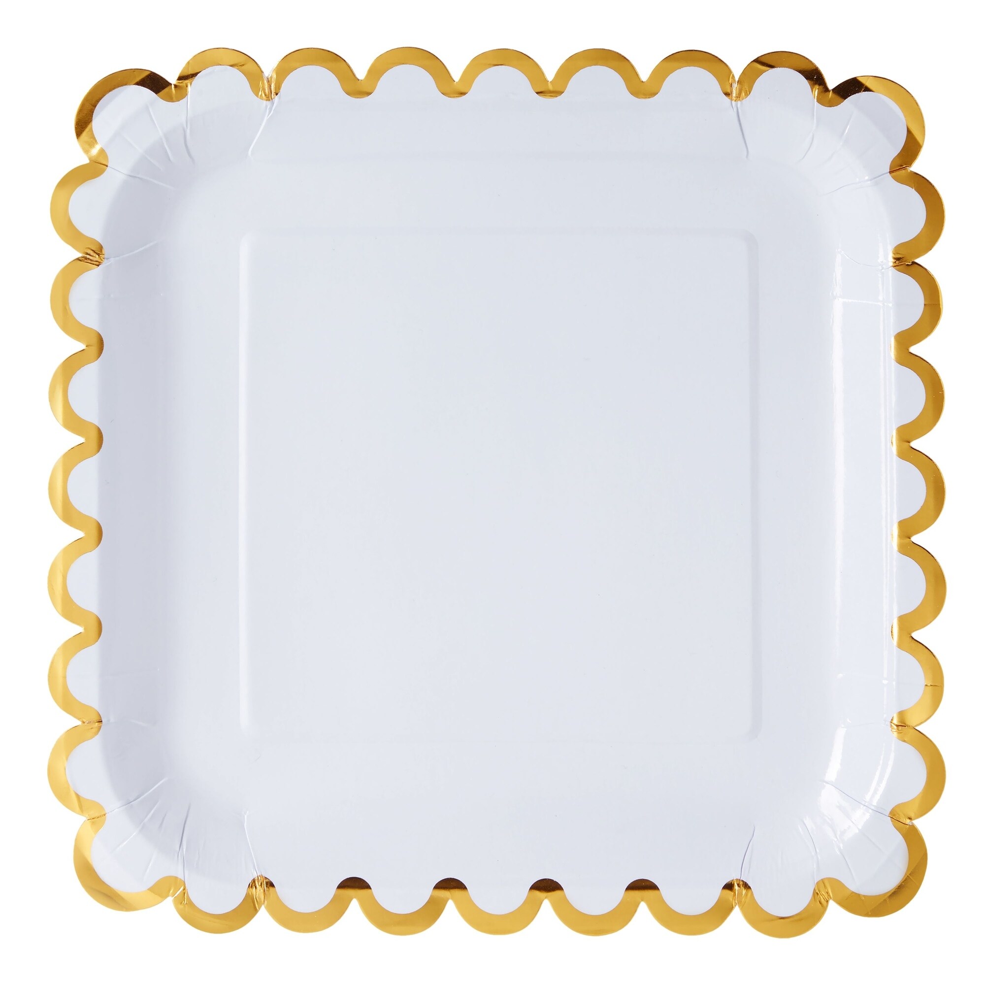 Sparkle and Bash 48 Pack Pastel Purple Paper Plates for Birthday Party Supplies Scalloped Gold Border 9 Inches