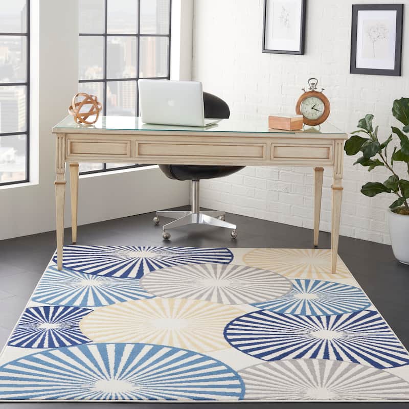 Nourison Grafix Modern Geometric Area Rug - 3' 9" x 5' 9" - White - Rectangle