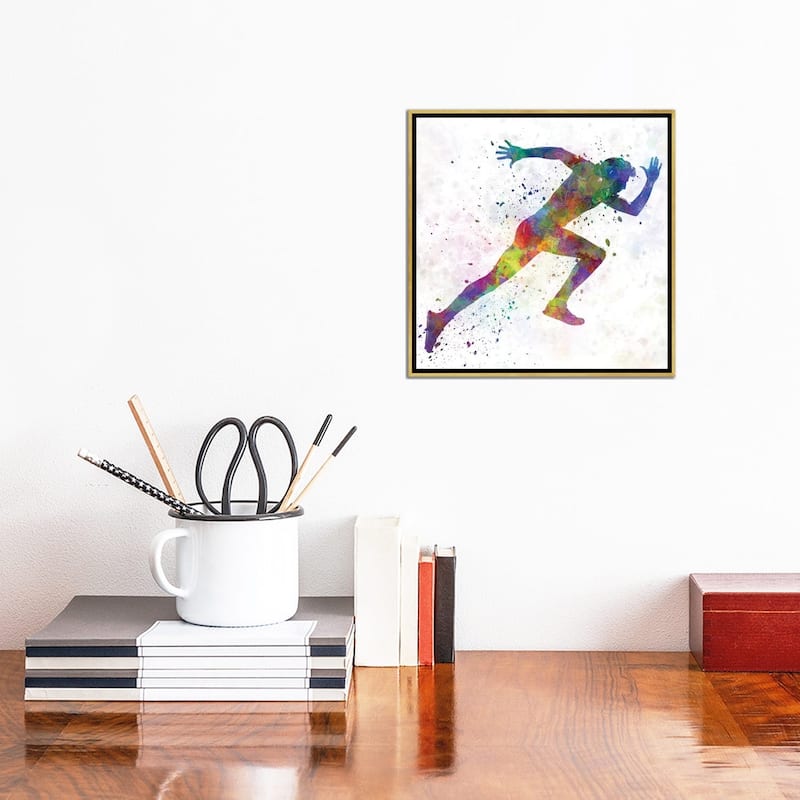 iCanvas "Man Running Sprinting Jogging I" by Paul Rommer Framed Canvas Print