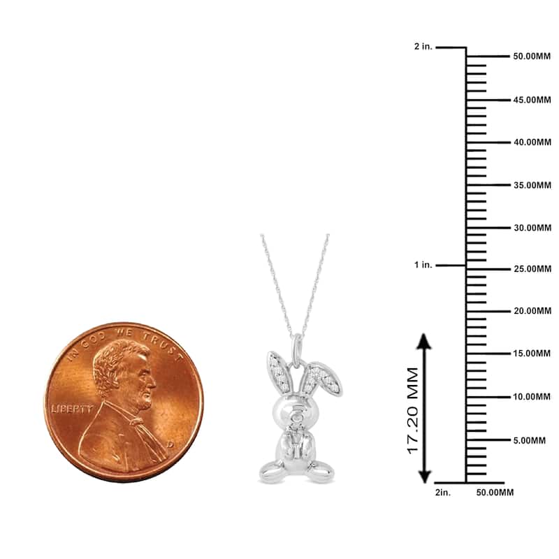 1/20ct TDW Diamond Animal Giraffe, Bunny and Dachshund Dog Necklace in Gold Plated Silver for Women