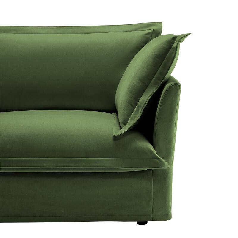 Modern 3 Seater Upholstered Sofa with 1 Ottoman and 2 Pillows