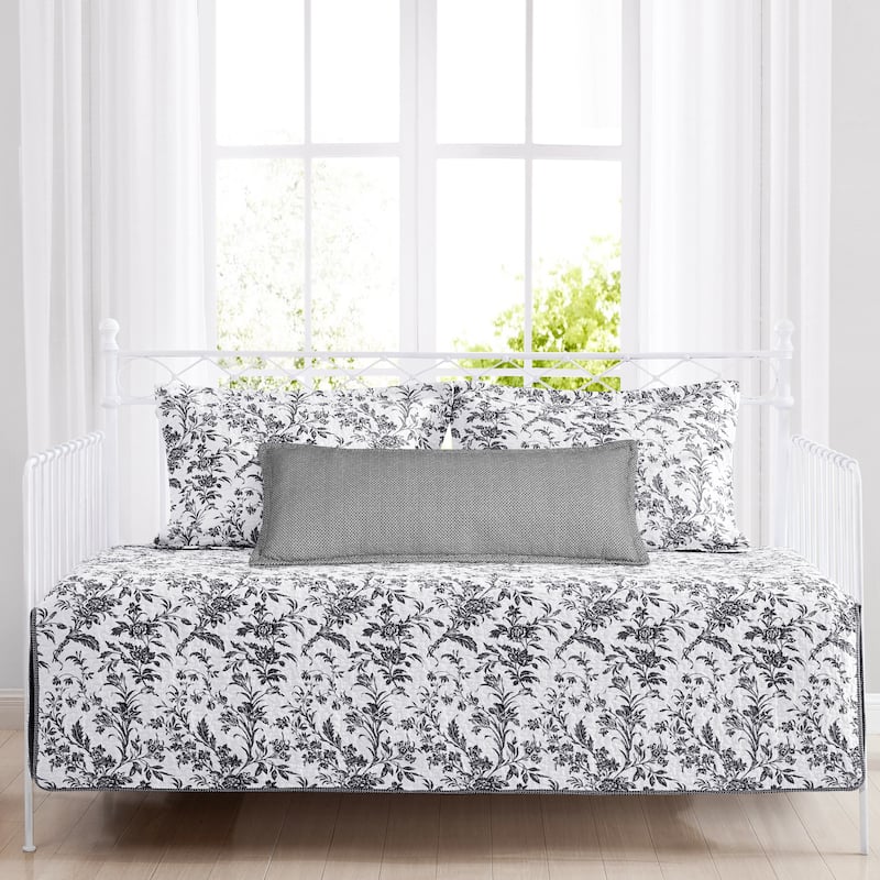 Laura Ashley Amberley Cotton Black 4 Piece Daybed Cover Set