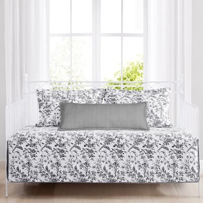 Laura Ashley Amberley Cotton Black 4 Piece Daybed Cover Set