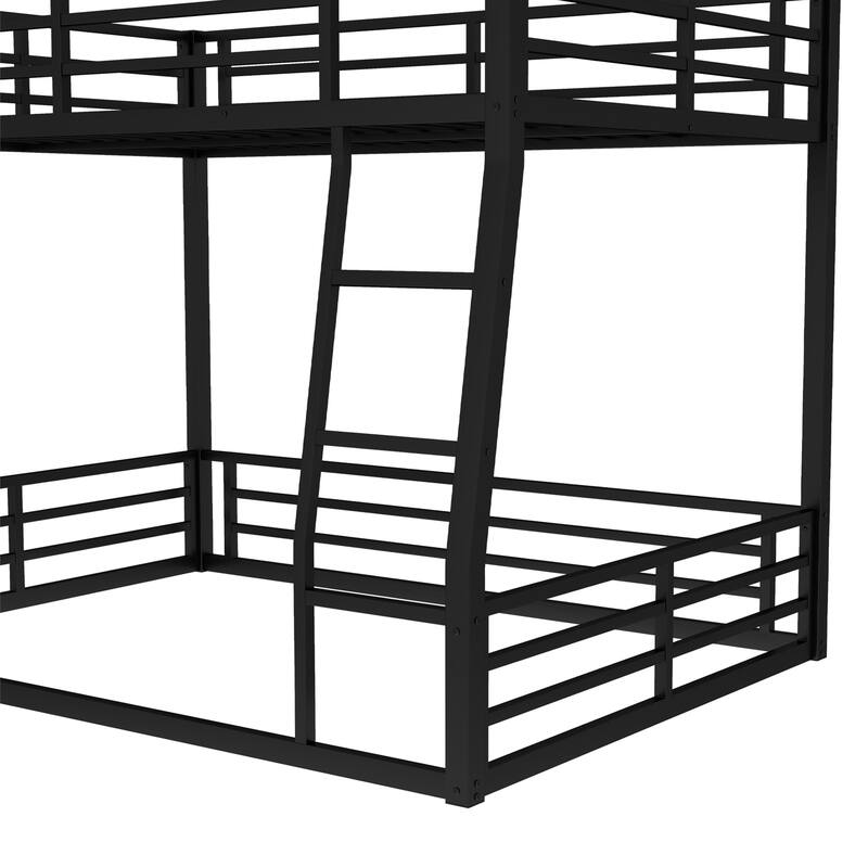 Heavy Duty Metal Bunk Bed, Low Floor Bunk Bed Frame with Full Length Guardrail, Noise Free Design