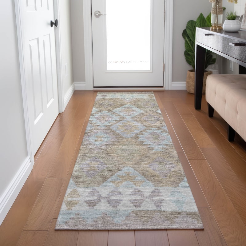 Machine Washable Indoor/ Outdoor Boho Global Chantille Rug