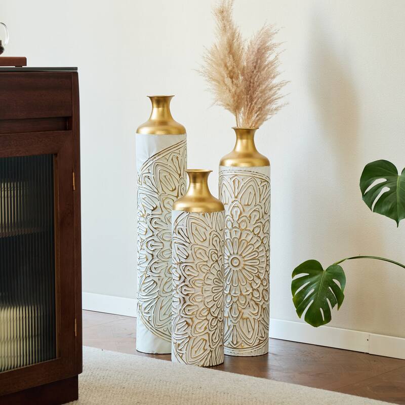 Hand-Woven PVC Rattan Floor Vase