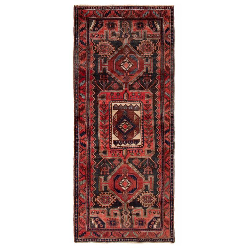 ECARPETGALLERY Hand-knotted Konya Anatolian Black, Red Wool Rug - 4'2 x 9'6 - Black/ Red - 4'2 x 9'6