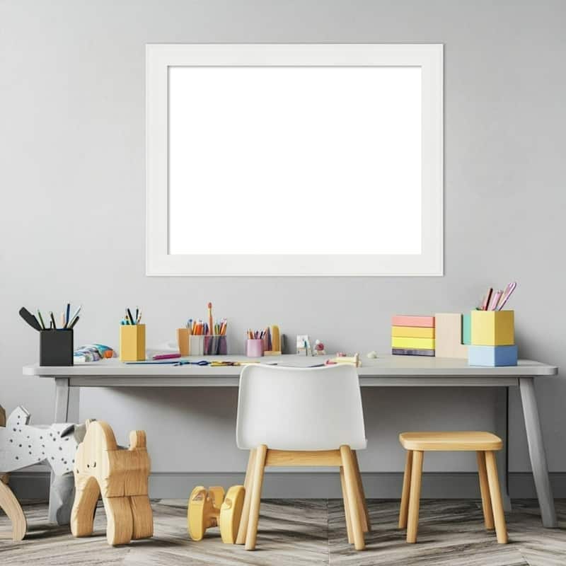 Amanti Art Vanity White Narrow Framed Dry Erase Magnetic Board