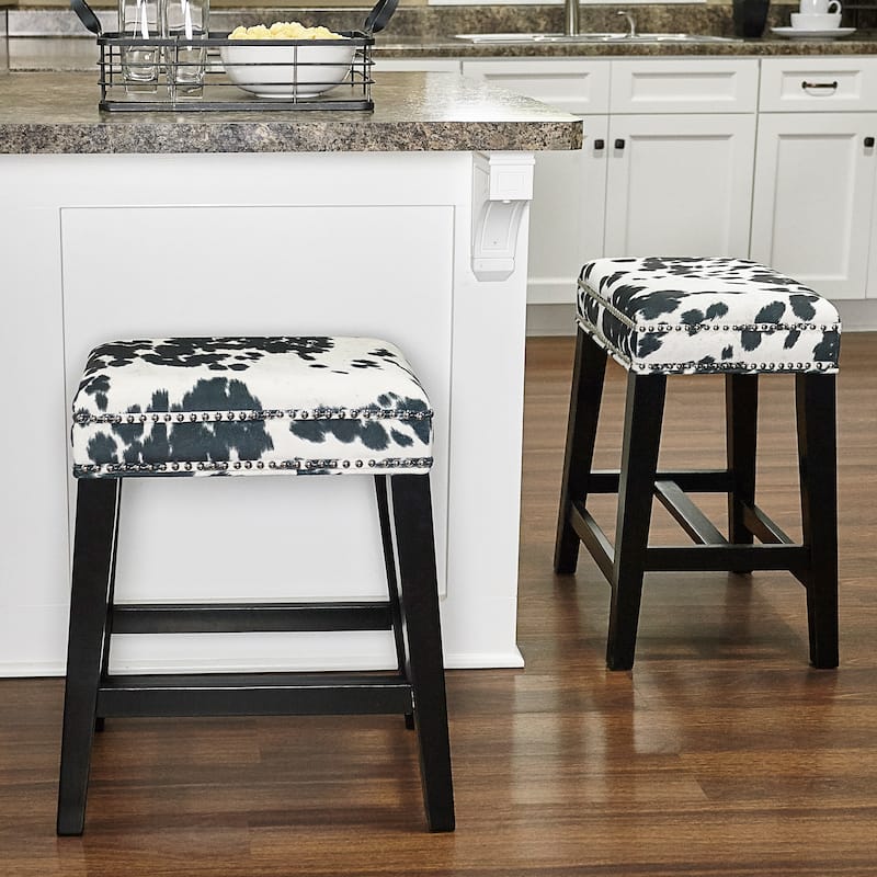 Ian Black Cow Print Counter Stool